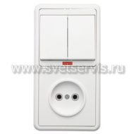 Блок комб. СП (2кл. выкл с подсв + розетка б/з) Бэлла БКВР-213