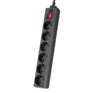 Perfeo сетевой фильтр "POWER+", 5,0м, 6 розеток, черный (PF-PP-6/5,0-B)