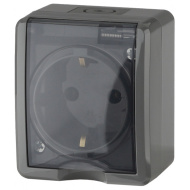 11-2401-03, Розетка 2P+E IP54, 16АХ-250В, ОУ, Эра Эксперт, серый