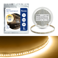 Лента светодиодная 180SMD(2835)/м 16Вт/м 24V 5000*10*1.22мм 3000К, LS502 FERON 5м