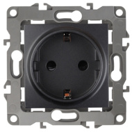 12-05 Розетка ЭРА, 12-2102-05, с заземл., шторки, антрацит