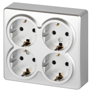 Розетка ЭРА Эксперт 11-2211-03 с зазем 4х2P+E Schuko со шторками, IP20, 16A-250, алюминий