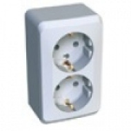 Розетка двойн с зазем. наруж 2К+3 Electric RA16-238-B 16A 250в бел ХИТ