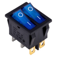 Выкл. двойной 250V 16А (6с) ON-OFF син с подсв Smartbuy