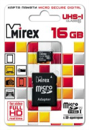 Карта памяти microSDHC с адаптером MIREX 16GB (UHS-I, class 10)