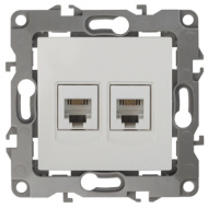 12-01 Розетка телефонная ЭРА, 12-3106-01, двойная, RJ11, белая