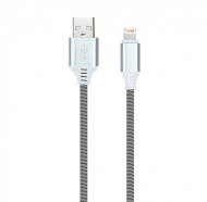 Дата-кабель Smartbuy 8pin кабель в нейлон. оплетке Socks, 1 м., <2А, черно-бел.(iK-512NSbox black)