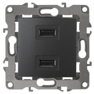 12-05 Розетка ЗУ USB ЭРА, 12-4110-05, 5В-2100мА, антрацит
