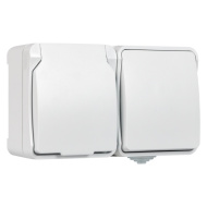 Блок розетка выкл, IP54, белый, "Сатурн" (SBE-04g-16-SWS) Smartbuy