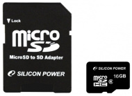 Карта памяти Micro-SD 16GB Silicon Power Class6 с ад