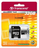Карта памяти Micro-SD 32GB Transcend Class 4+SD ад