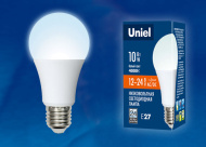 Лампа Uniel LED-A60-10W/NW/E27/FR PLO55WH 4000K !!! 12-24V !!! 