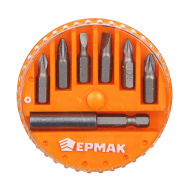 Набор бит 7пр, магнитный адаптер для бит, пластиковый кейс ЕРМАК /601-048