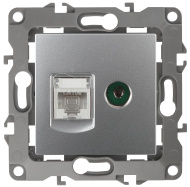 12-03 Розетка ЭРА RJ45+TV, 12-3110-03, алюминий