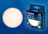 Лампа Uniel, LED-GX53-16W/WW/GX53/FR PLZ01WH 3000K