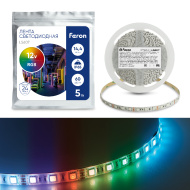 Лента светодиодная, 60SMD(5050)/m 14.4W/m 12V IP65 5m RGB , LS607 FERON