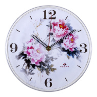 Часы 2524-142 корпус белый "Пионы" 