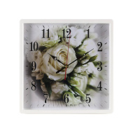 Часы 3028-132 корпус белый квадрат "Розы"