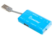Хаб+Картридер Smartbuy Combo голубой (SBRH-750-B)