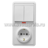Блок комб. СП (2кл. выкл с подсв+ розетка с/з) Бэлла БКВР-055