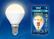 Лампа Uniel LED-G45-6W/WW/E14/FR/MB PLM11WH 