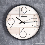 Часы 3006B-13 диаметр 30см, корпус черный, паркет