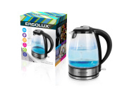 Чайник ERGOLUX ELX-KG04-C72 чер. нерж.сталь  стеклянный, 1.8л,250В,2300Вт