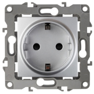 12-03 Розетка ЭРА, 12-2001-03, без м. лапок, с заземл., алюминий