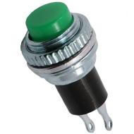 Выключатель-кнопка маталл 220V 2А (2с) (ON)-OFF Ø10.2 зеленая Mini (RWD-213)(Z)