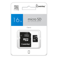 micro SDHC карта памяти Smartbuy 16GB Сlass 10 (с адаптером SD)LE
