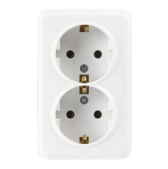 Розетка 2 местная c заземлением 16А белая Юпитер керамика Smartbuy