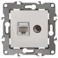 12-01 Розетка ЭРА RJ45+TV, 12-3110-01, белый