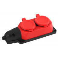K-2e-RED-IP44 ЭРА Колодка каучуковая с/з 2гн 16A IP44 красная