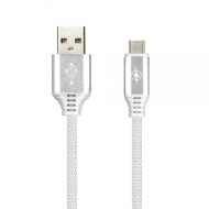 Дата-кабель Smartbuy MicroUSB TWILL с мет. након2 А, 1 м iK-12MTW white