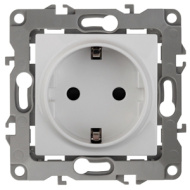 12-01 Розетка ЭРА, 12-2001-01, с заземл, ,без м. лапок, белый