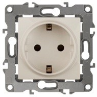 12-02 Розетка ЭРА, 12-2101-02, с заземл., слоновая кость