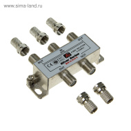 Делитель TV*4 +5 шт. F-коннектор, бокс, 5-1000 МГц, silver, REXANT 05-6103
