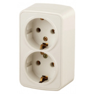 3-204-02  Intro Розетка 2х2P+E Schuko, 16А-250В, IP20, ОУ, Polo, сл.кость