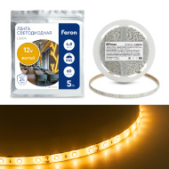 Лента светодиодная, 60SMD(2835)/m 4.8W/m 12V IP65 5m желтый , LS604 FERON