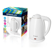 Чайник ERGOLUX ELX-KS02-C01 (1.8л, 1500-2300Вт, нерж. сталь/пластик) белый