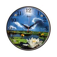 Часы 3030-378 стекло "Кувшинки в пруду"