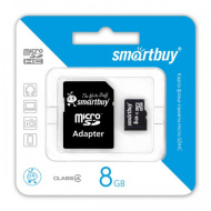 Карта памяти Micro-SD 8GB Smart Buy Class4 с ад SD