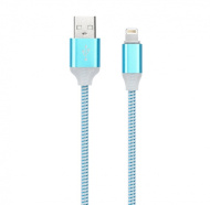Дата-кабель Smartbuy USB - 8 pin, с индикацией, 1 м, синий, с мет. након. (iK-512ss blue)