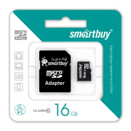 Карта памяти Smartbuy 16GB Сlass 10 UHS-I с адаптером SD)