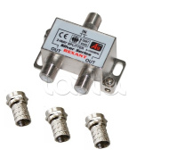 Делитель "BOX" ТВ x 2 + 3шт. F-разъема, 5-1000 МГц "Silver" REXANT 05-6101