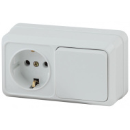 Блок розетка с выкл. Intro Quadro 2-701-01 горизонт 10(16)А-250В, IP20, ОУ, бел