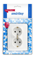 Розетка 2 местная с заземлением 16А белая Марс Smartbuy