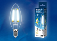 Лампа Uniel LED-C35-5W/NW/E14/CL/DIM GLA01TR, диммер