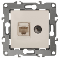 12-02 Розетка ЭРА RJ45+TV, 12-3110-02, слон. кость