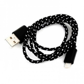Дата-кабель Smartbuy USB - 8-pin для Apple, нейлон, длина 1 м, черный (iK-512n black)/500